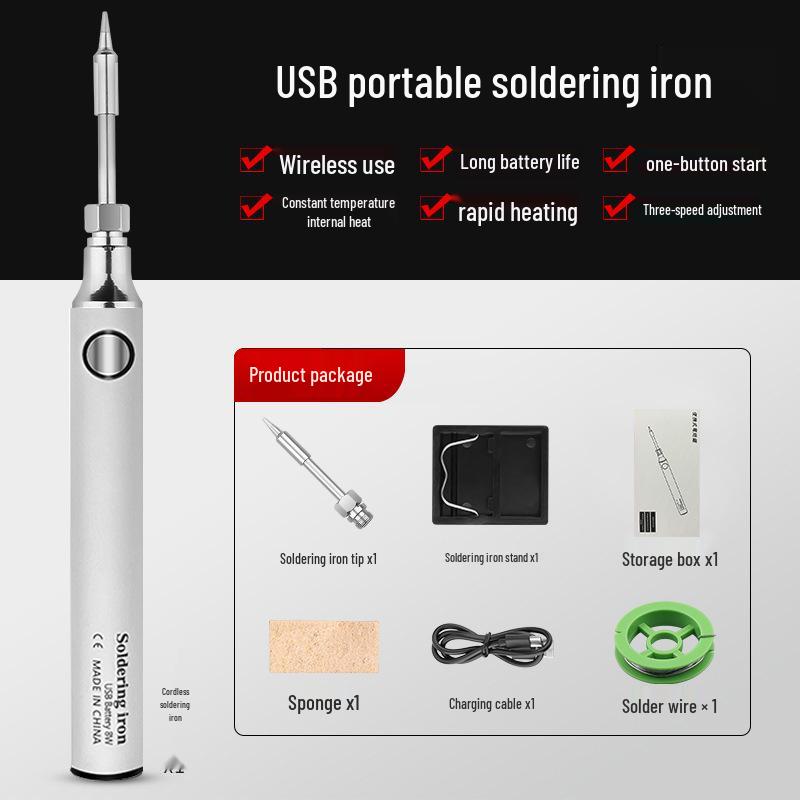 8W USB Portable Wireless Soldering Iron Pen - Electric Spot Welding Tool for Household Use