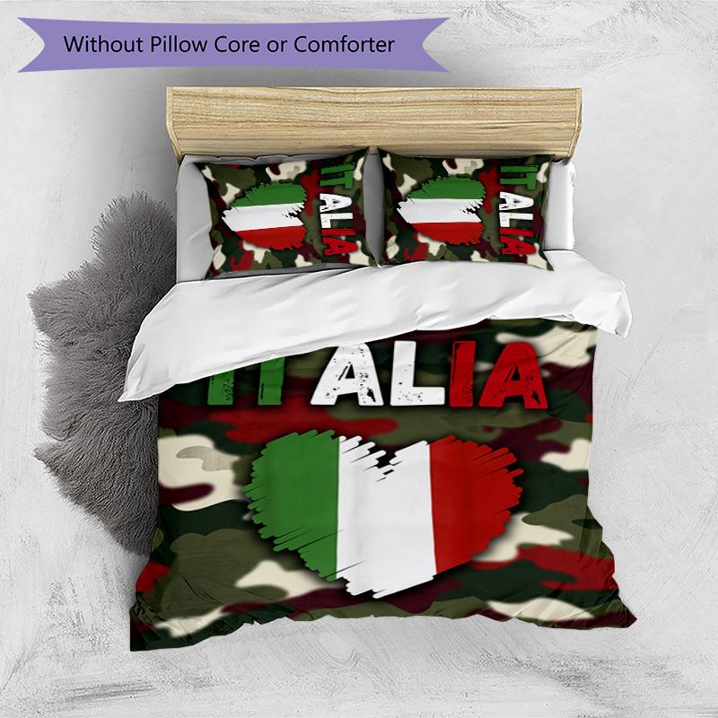 Italy Football Printed Bedding 3 Piece Set Cozy Breathable Bed Cover Set as Housewarming Holiday Gift