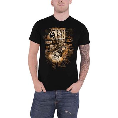 Johnny Cash T Shirt Guitar Song Titles Logo New Official Mens Black