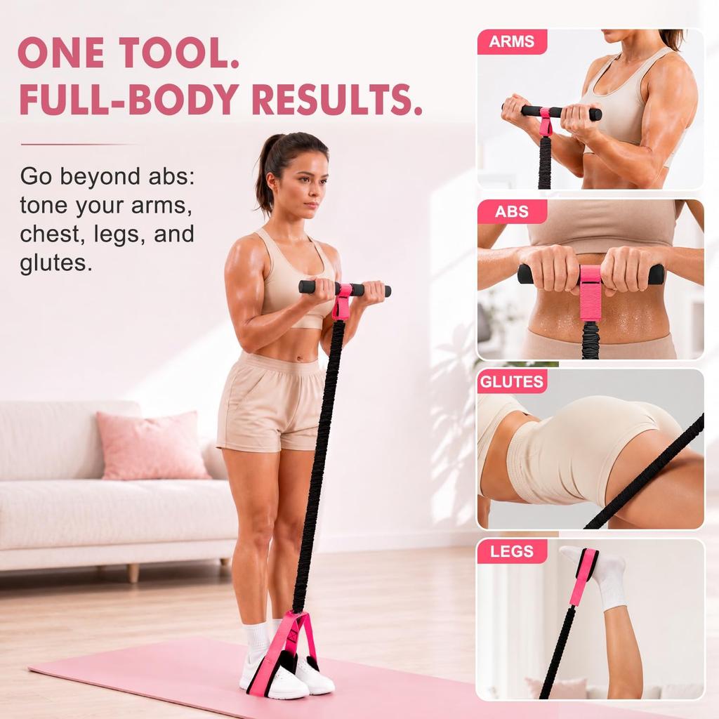 Pedal resistance band with handles, thickened and durable latex tubing,  for abdominal, waist, and arm workouts