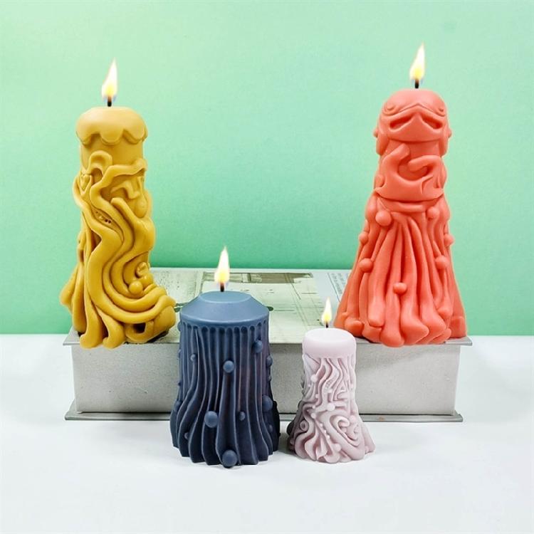 Carved Cylinder Candle Mold for DIY Candle Non Stick Easy to Demold