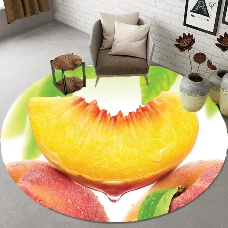 Broccoli  Fruit Print Round Carpet – Soft Non-Slip Area Rug for Kitchen, Bathroom, Living Room or Bedroom Floor Decor