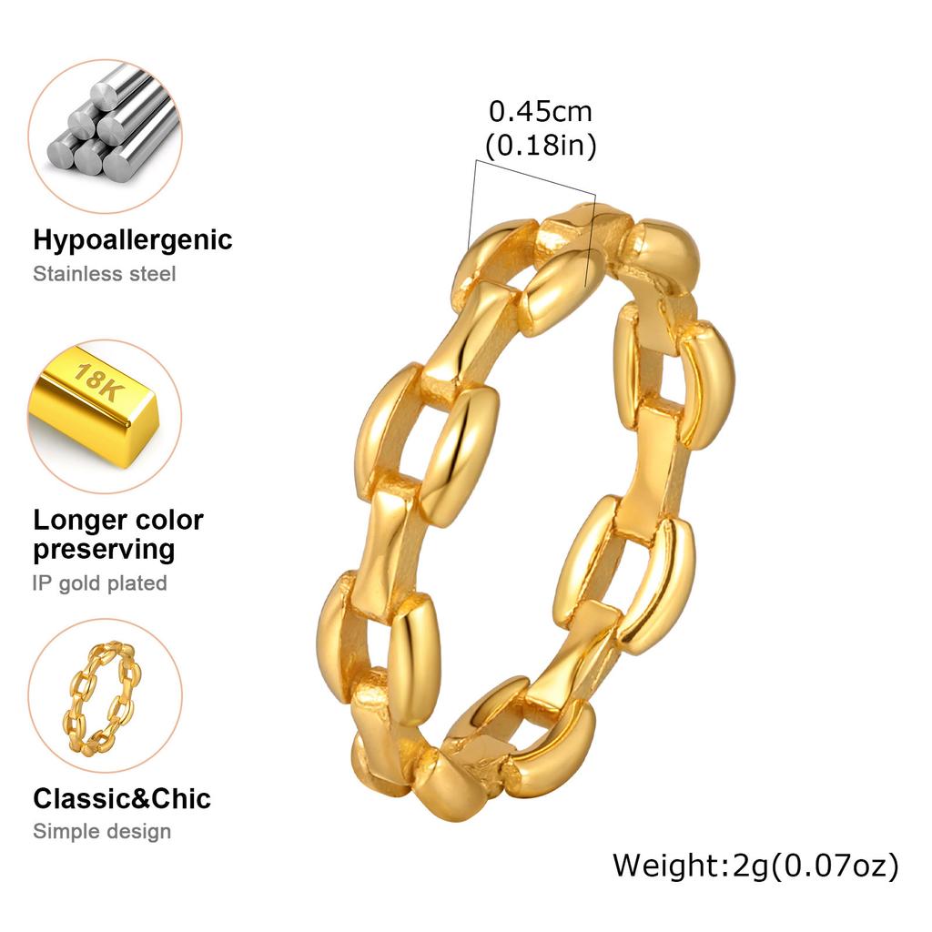 Minimalist Cuff Link Ring for Women, Non Tarnish Gold plated Ring, Waterproof Stackable Finger Accessories