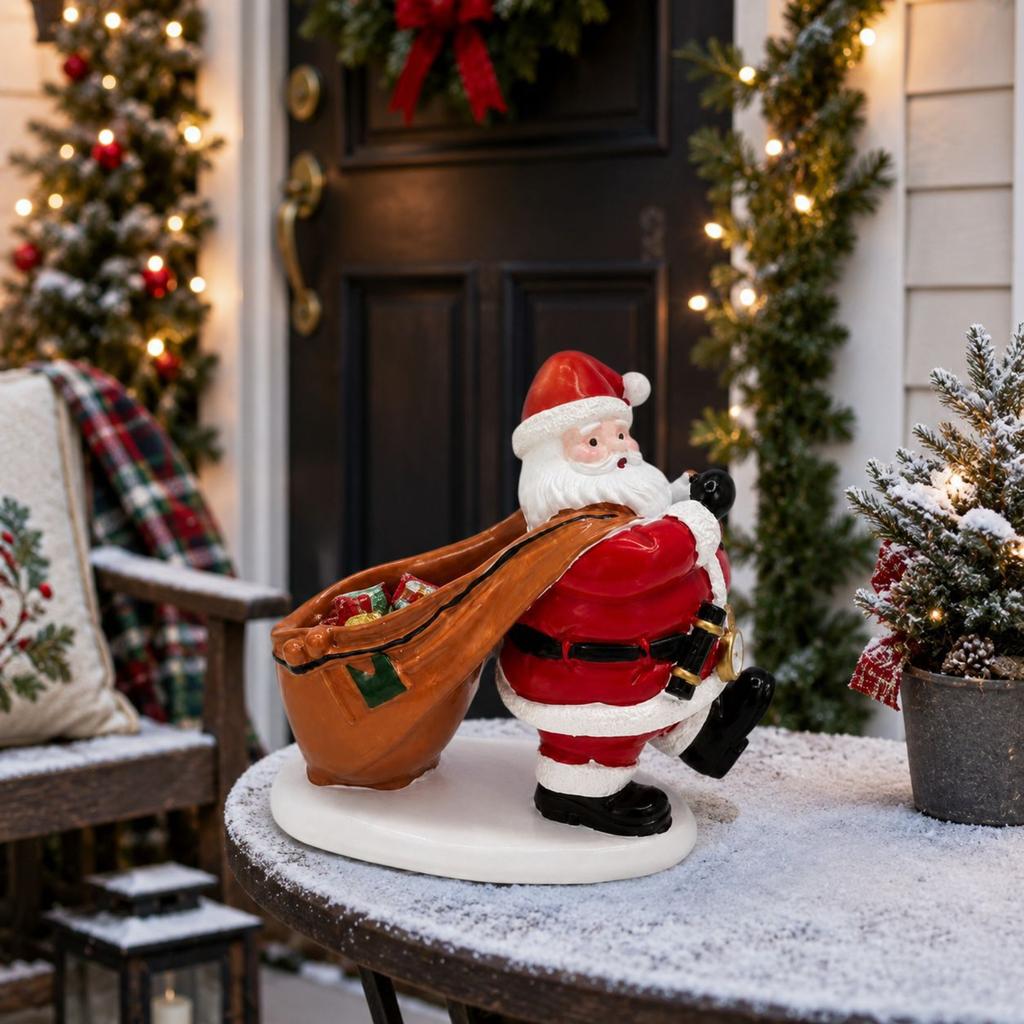Resin Storage Figurine with Christmas Gift Bag Tray for Holiday Home Decor