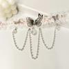 Lolita Rhinestone Pendant Necklace Pearl Tassel Butterfly Necklace Lace Bow Choker  Music Festival