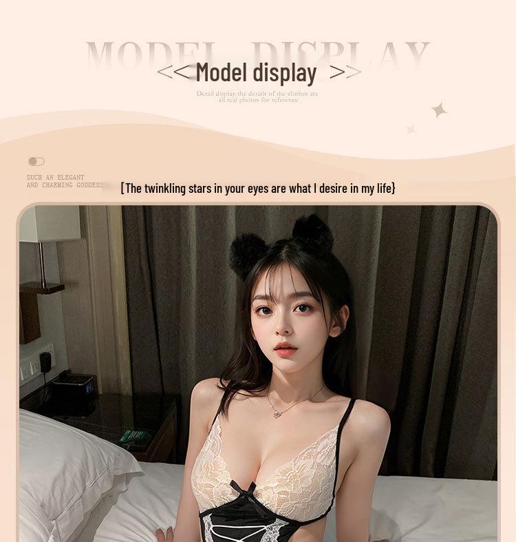 Fantasy Spitzen Bunny Girl Dessous: Sexy, Durchsichtig, Mit Trägern, Rückenfrei