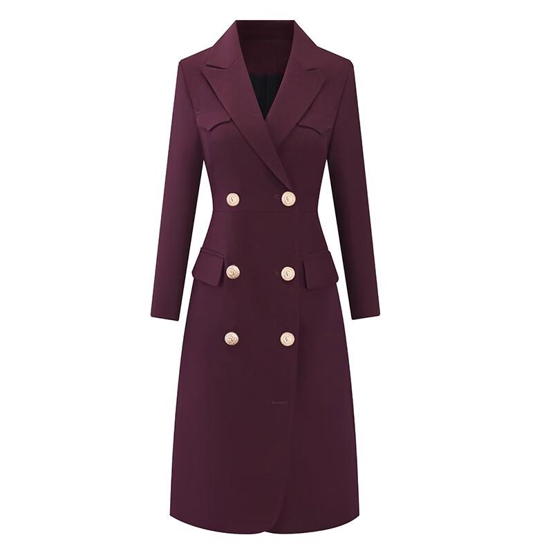 Troloman Elegant Retro Double-Breasted Suit Dress