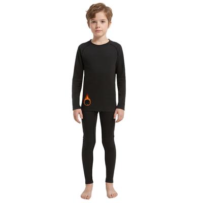 Sillictor Kompressions-Unterhemd und Tights Set Warme Größen Kinder Fleece-gefüttert (Warm, Atmungsaktiv, Schnelltrocknend) - Unterwäsche, 3235+3335blk-blk-160