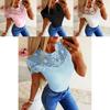 Beautiful Summer Women Short Sleeve Lace See-through Top With Elegant Frilled Design