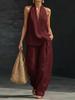 In Stock Women's Halter V-Neck Sleeveless Casual Fashion Set