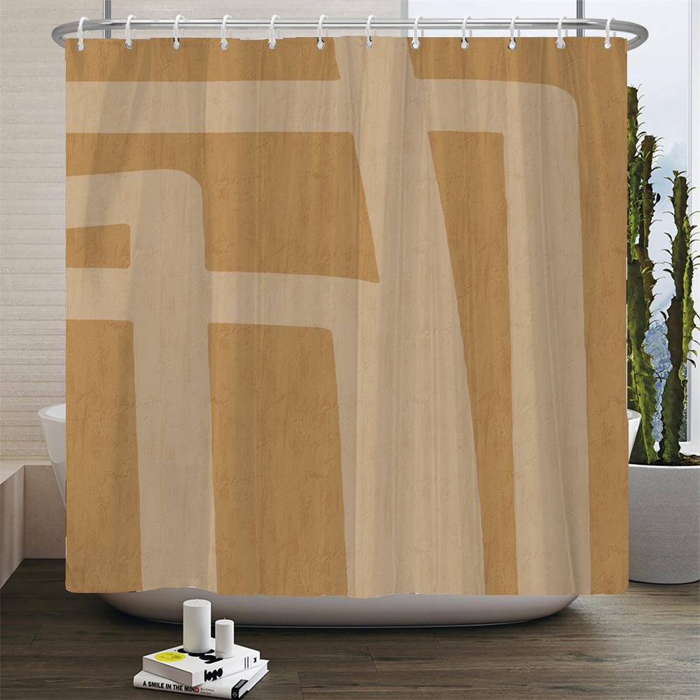 Nordic Style Abstract Art Boho Shower Curtain Waterproof Polyester Bath Curtain Morandi Color Block Curtain Bathroom Decor