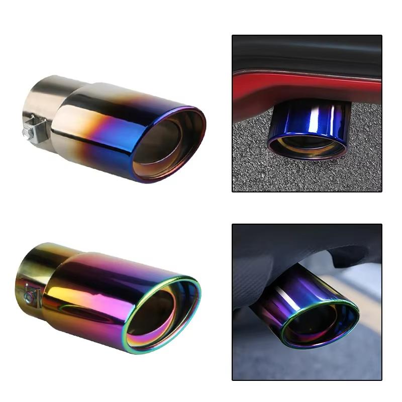 Universal Car Exhaust Muffler Tip Round Stainless Steel Car Tail Rear Chrome Round Exhaust Pipe Tail Muffler Tip Pipe