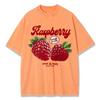 T-shirts Lavés Imprimés Fruits Frais Framboise pour Femmes Hauts en Coton Confortables T-shirts Décontractés à Col Rond Vêtements d'Été pour Femmes