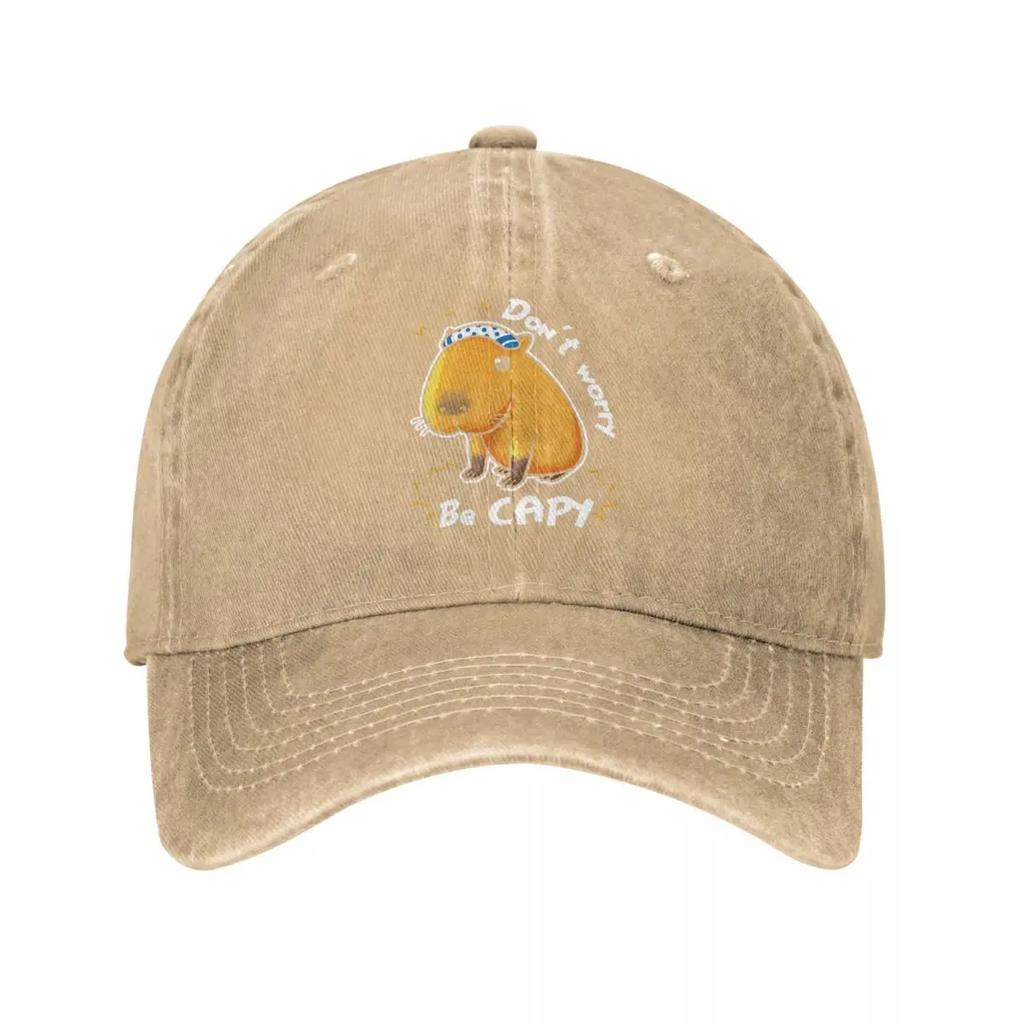 New Classic Denim Capybara Don't Worry Be Capy Baseball Cap Men Women Spring Autumn Sun Hats Kawaii Animal Cap Hats
