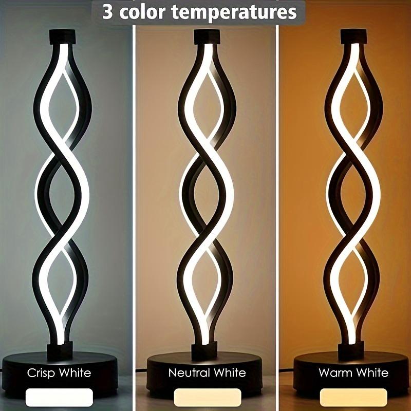 Modern color-changing spiral LED table light,adjustable color-changing table lamp, polished metal surface,USB power,key control, no battery required