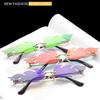 Luxury Fire Flame Sunglasses Women Vintage Rimless Wave Metal Shades UV400 Mirror Eyewear Fashion Sun Glasses