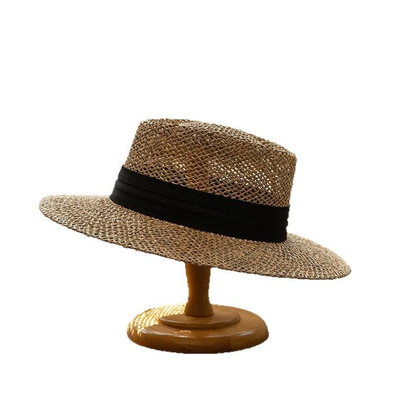 

Natural Salt Seagrass Panama Jazz Straw Hat Fashion Summer Women Travel Fedora Sun Hat Kentucky Derby Beach Cap For Vacation 56-58CM