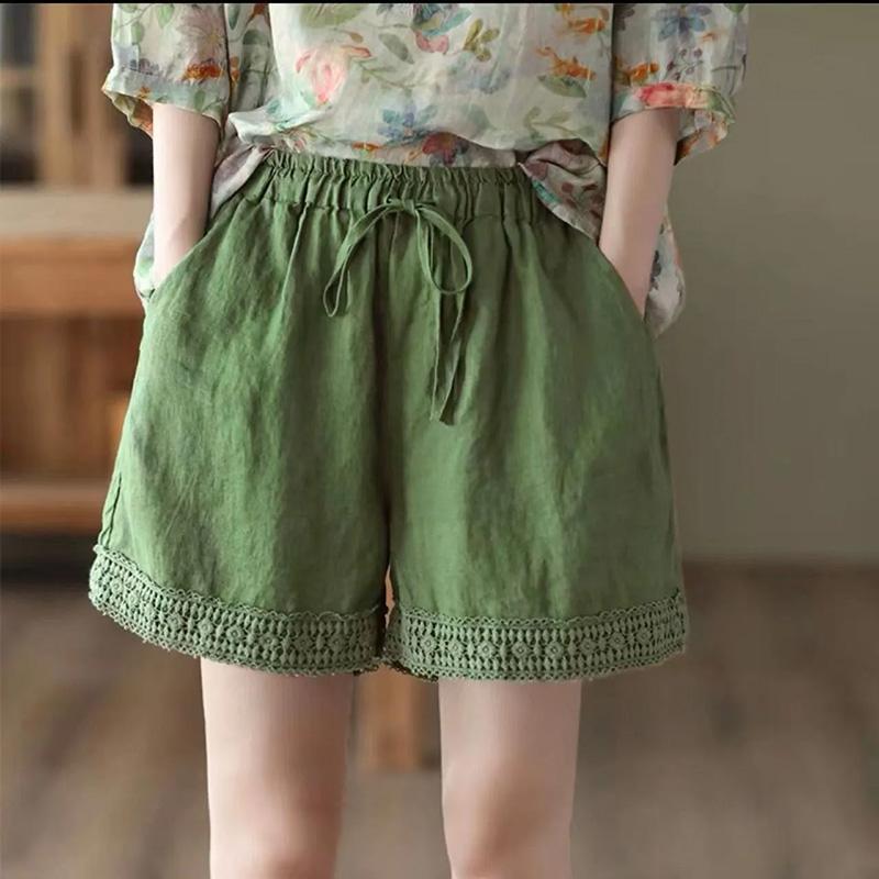 Cotton Shorts Women Summer Vintage Loose Large Size High Waist 7 Points Denim Wide Leg Skirt Pants