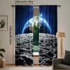 Set aus 2 Galaxie-Vorhängen Ansicht Erde Globus Mondoberfläche Weltall Dunkle Materie Schlafzimmer Wohnzimmer Esszimmer Polyester Perfekt für
