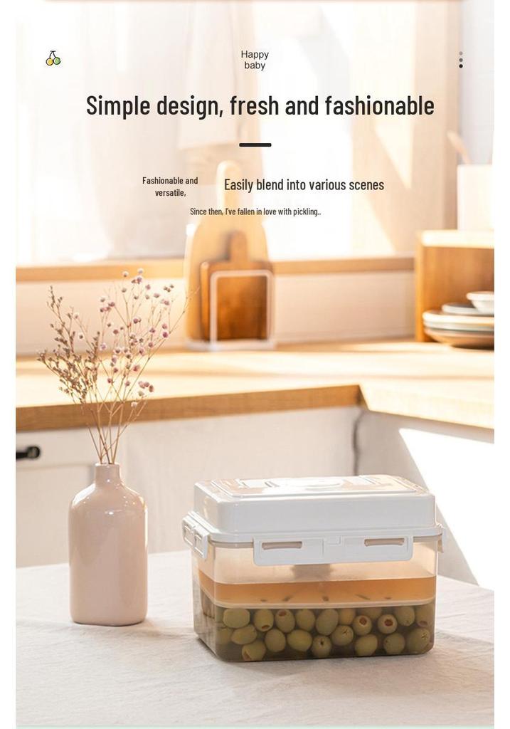 Transparent Korean Kimchi Pickling Crock with Inner Press-Seal Lid