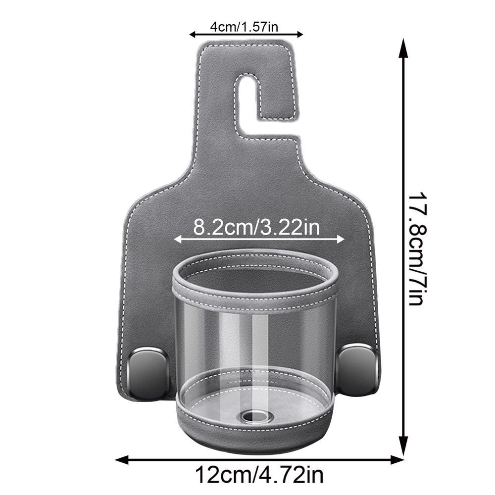 

Back Seat Cup Holder Multifunction Headrest Cup Holder With Hooks Vehicle Storage Organizer Car Travel Accessories PU Leather серый