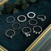 9-Piece Butterfly Rhinestone & Pearl Knuckle Ring Set for Women