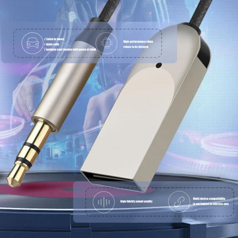 Kabellose USB-auf-3,5-mm-Auto-Adapter Klarer Klang Bluetooth-kompatible 5.4-Technologie und Plug-and-Play-Installation für Musik-Streaming
