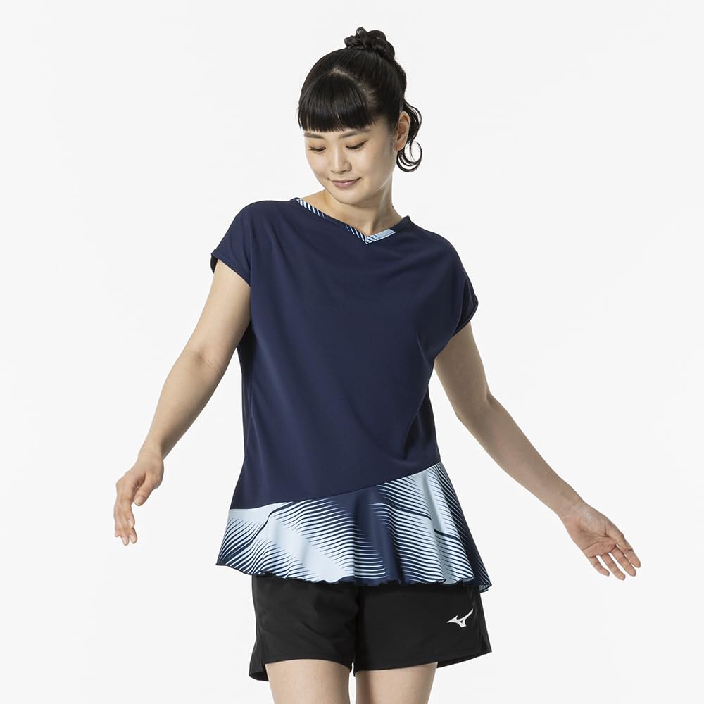 Game Pageant Size Short Dynamotion Officially Approved by the Japan Badminton Association Women's Tennis/Badminton Shirt, Blue, M, 62JAB206, Sleeve,