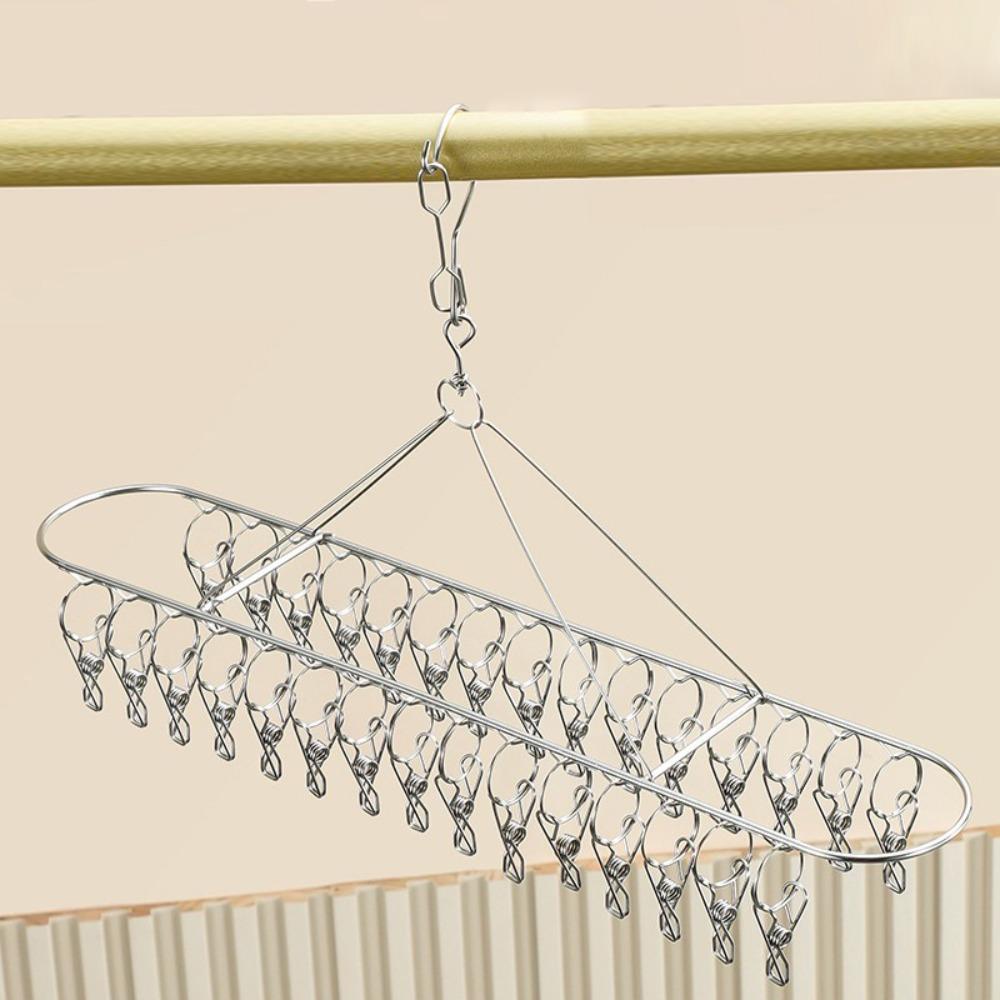 10/20/30 Clips Sock Hanger Clips Circular Design Multi-Clip Underwear Drying Rack Stainless Steel Windproof Garment Holder