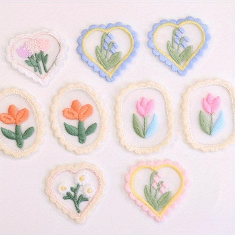 10PCS Lovely Flower Dress Decorative Patch Hairpin Accessories Lace Hollow Mesh Love Flower Decorative Embroidered Cloth Sticker