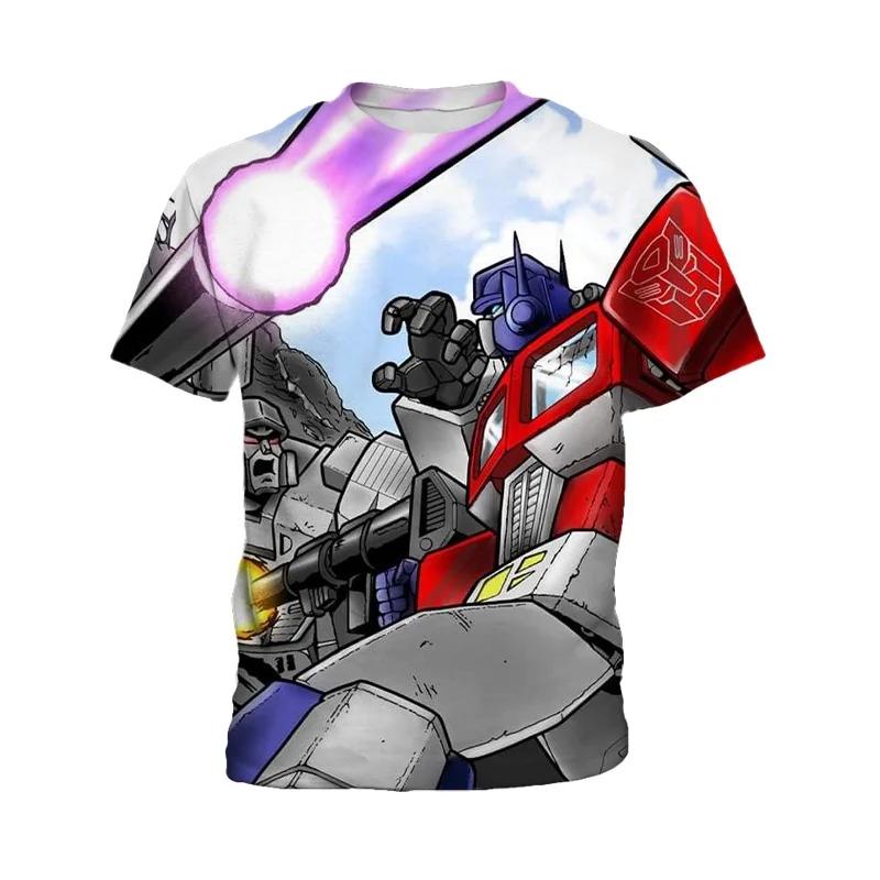3D tištěné dětské tričko s krátkým rukávem Anime Transformation Robot Pohodlné Top Pánské Outdoor Tričko pro volný čas