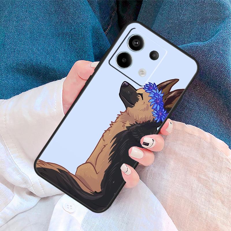 Cartoon German Shepherd Dog Cover For Xiaomi Redmi Note 13 14 Pro 12 11 9 10 9S 10S 11S 12S Redmi 14C 10C 12C 13C Case