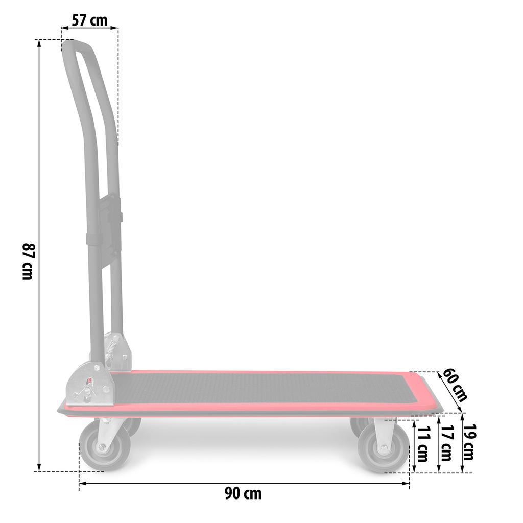 Hm-506 Black And Red Platform Transport Trolley