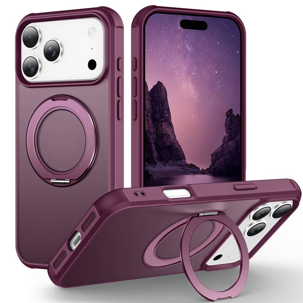 360° Magnetic Swivel Ring for iPhone 17 Pro Max 17 Pro iPhone Air Case, Built-in Metal Stand, Shock and Vibration Resistant Case