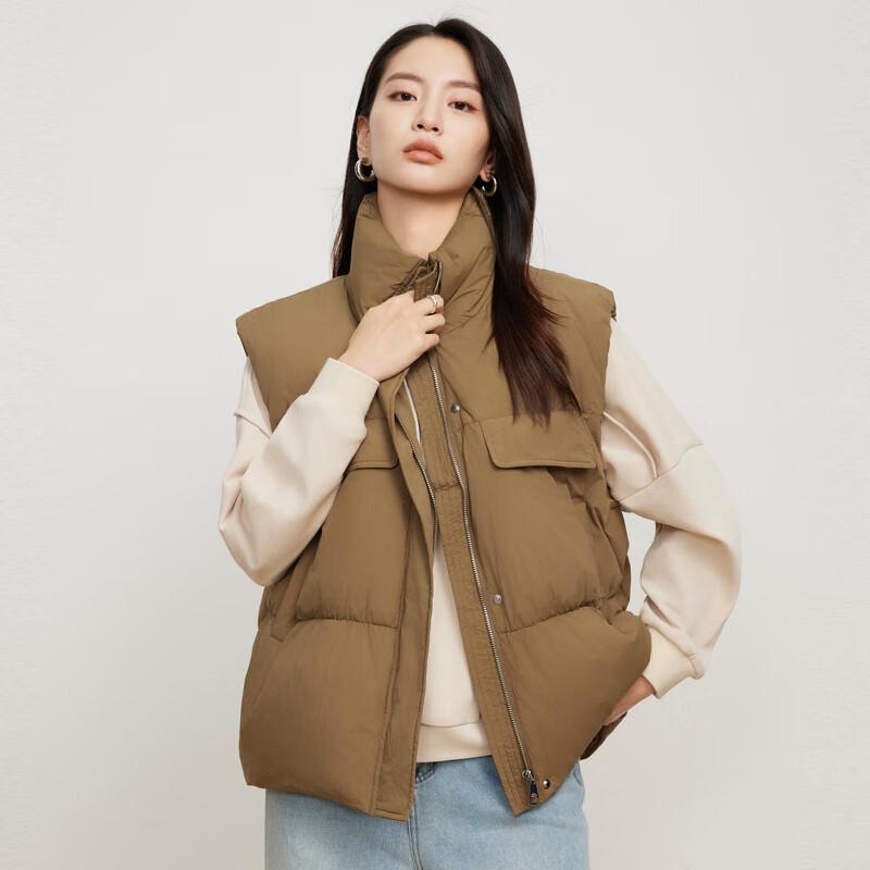 Elva' Island Women's Retro Stand Collar Short Down Vest