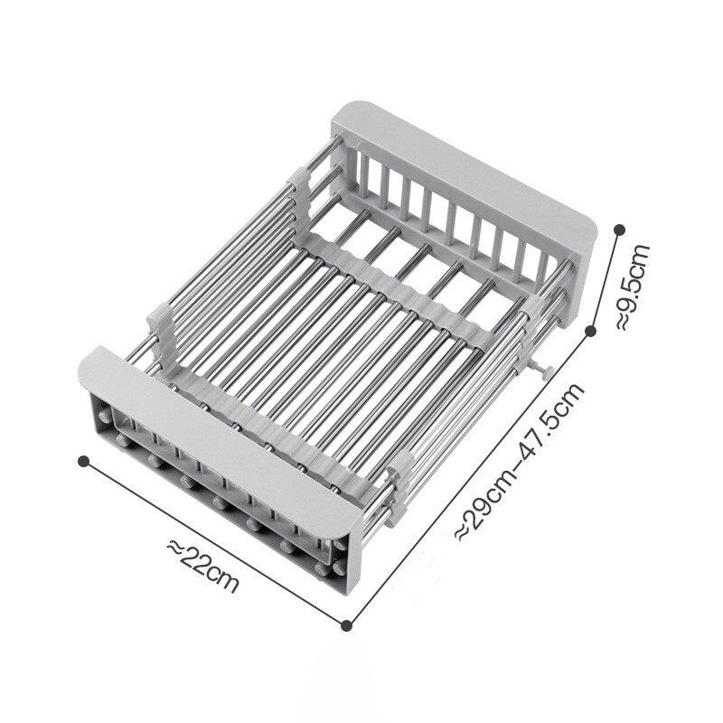 Adjustable Drain Rack Stainless Fruit Vegetable Drainer Basket Household Kitchen Sink Tableware Plate Dish Drainer Rack Storager