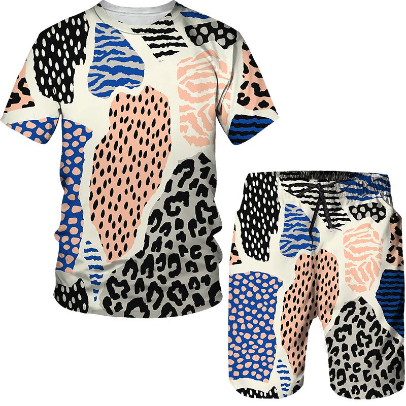 Kachny Leopard 3D Potisk Trička Kraťasy Soupravy Dětské Módní Květinové Nadměrné Tričko s Krátkým Rukávem Kalhoty Souprava Chlapci Dívky Oblečení