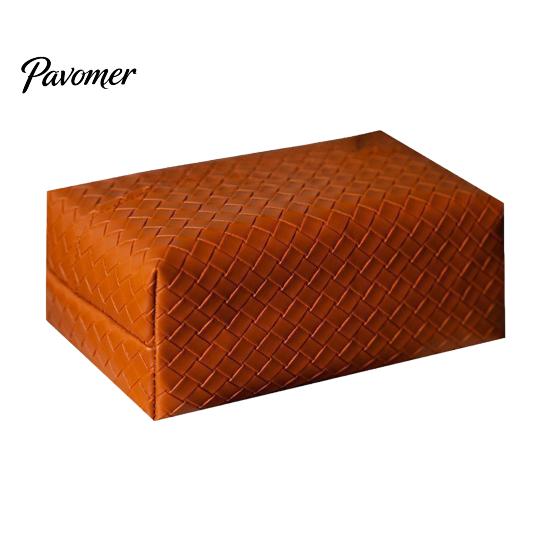Wear-resistant Tissue Box PU Leather Box, with Smooth Paper Outlet Opening, Luxury Case Soft Rounded Weaving Surface Holder for Home Car High-end