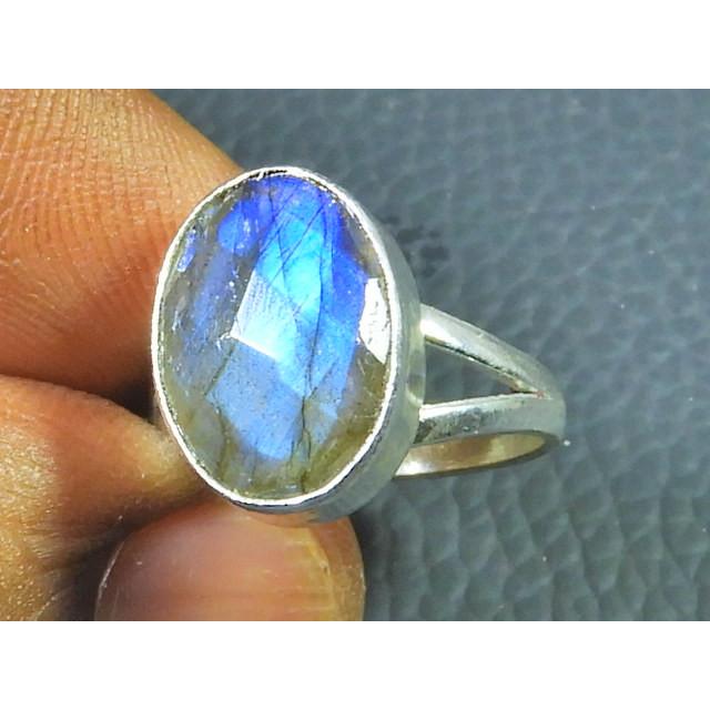 

Natural Labradorite 925 Sterling Silver Oval Handmade Vintage Ring Size US-91 MK-91
