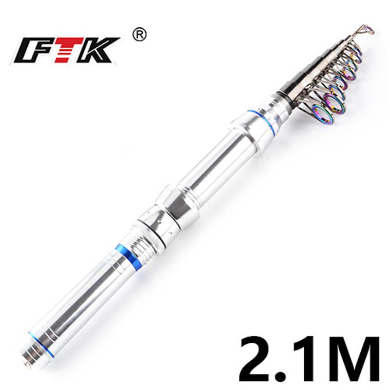 

Телескопическая удочка FTK 1,5–2,4 м, сверхтвердая ручная карбоновая спиннинговая удочка, рыболовные снасти 10-30G-2.1M