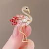 1pc Creative New Women Girls Luxury Crystal Flamingo Brooch Badges Fashion Rhinestone Party Pin Accessories For Ladies's Coat