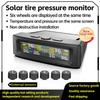 Solar TPMS Car Tire Pressure Alarm Digital Colorful Display 4 Or 6 External Sensors Waterproof Tire Pressure Temperature Warning