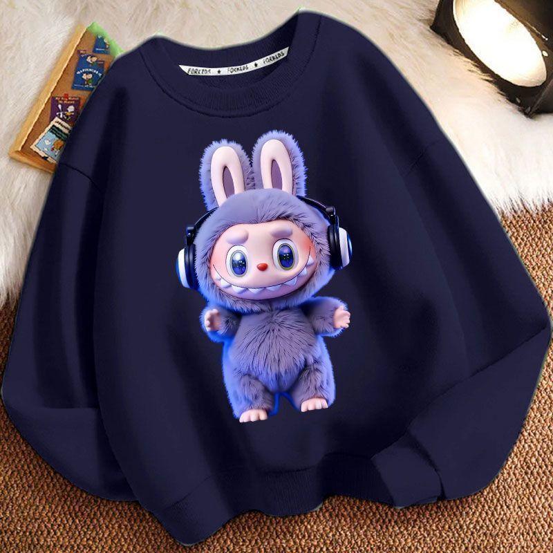 29/5000 Children's LBB Cartoon Hoodie, Long-sleeved Loose Round-neck Hoodie for Boys and Girls Spring and Autumn