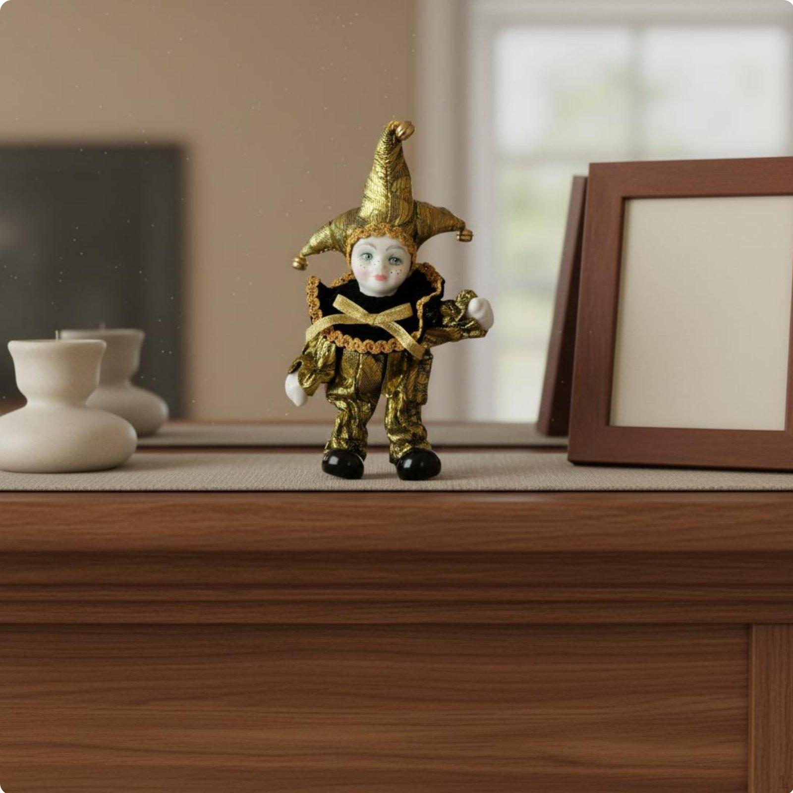 Italian Amorous Cherub Doll Handmade Harlequin Collectible Vintage Clown Figurine for Display