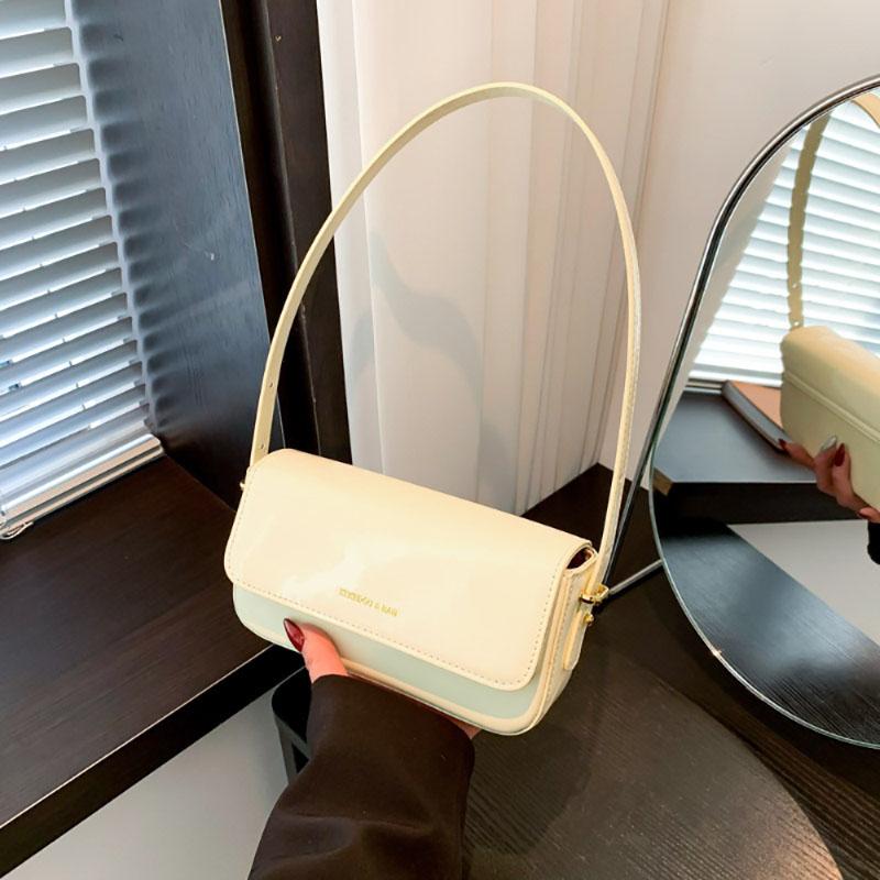 Glossy Patent Leather Fashion Underarm Bag Simple Light Luxury Texture Crossbody Bag Women's  New Commuter Small Square Bag