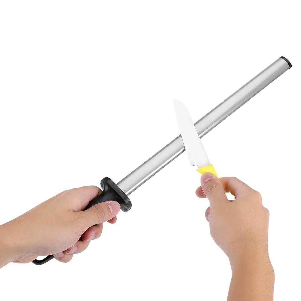 600# 12inch Portable Kitchen Knife Sharpening Rod Stick Plastic Handle Sharpener Stone Tool