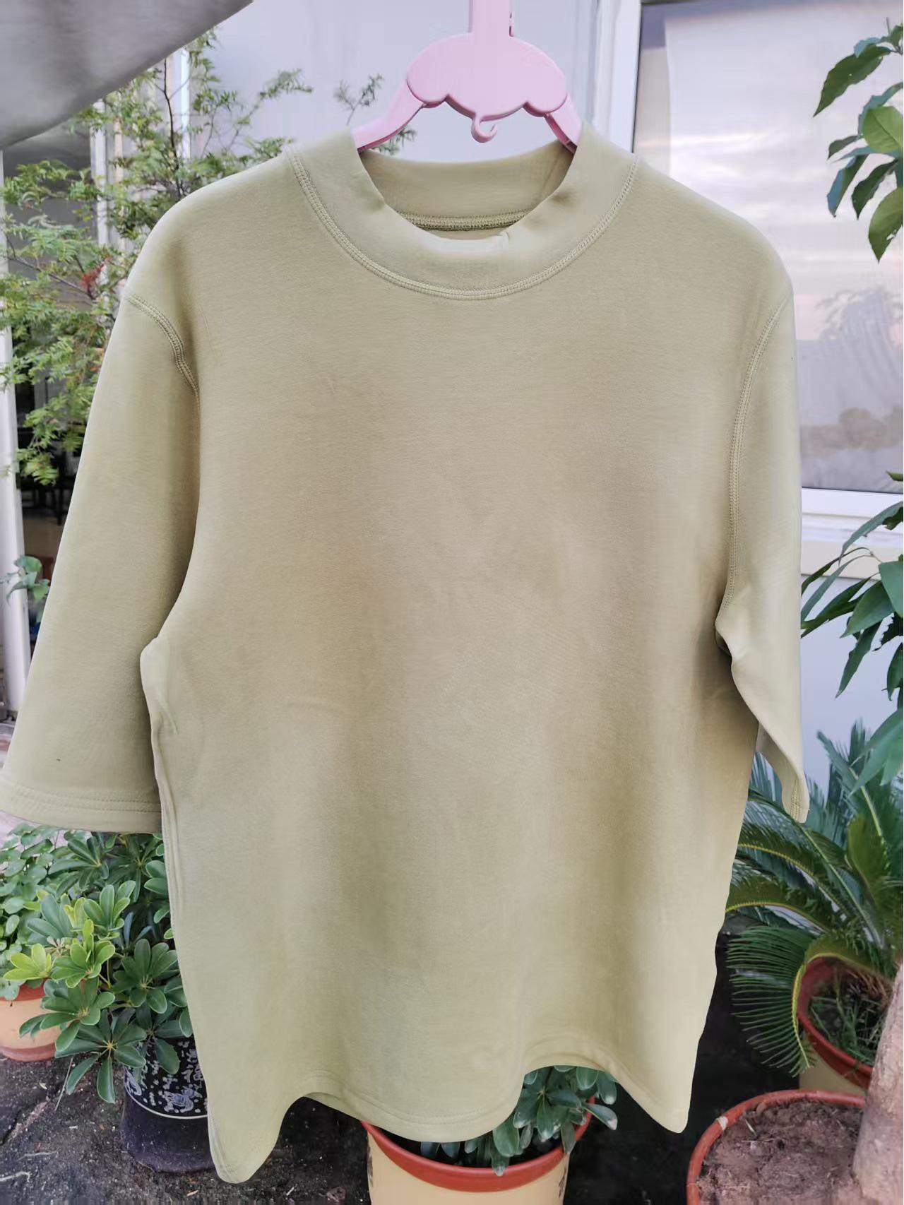 

Осенний облегающий бархатный пуловер с полувысоким воротником и рукавами пять четвертей XL яблочный зеленый