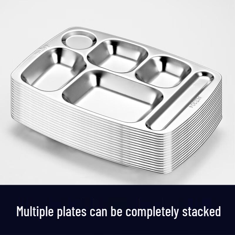 Yutai 304 Stainless Steel Six-Compartment Dinner Plate