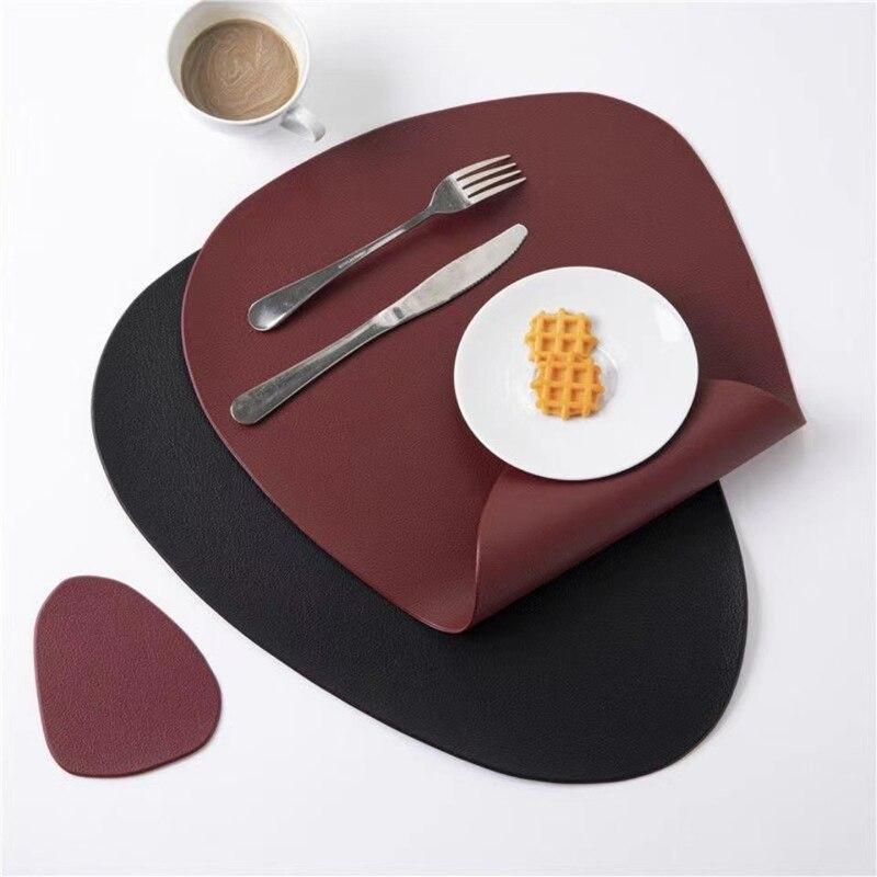 Nordic Style Tableware Pad Placemat Table Mat PU Leather Heat Insulation Non-Slip Simple Placemats Disc Coaster Placemat