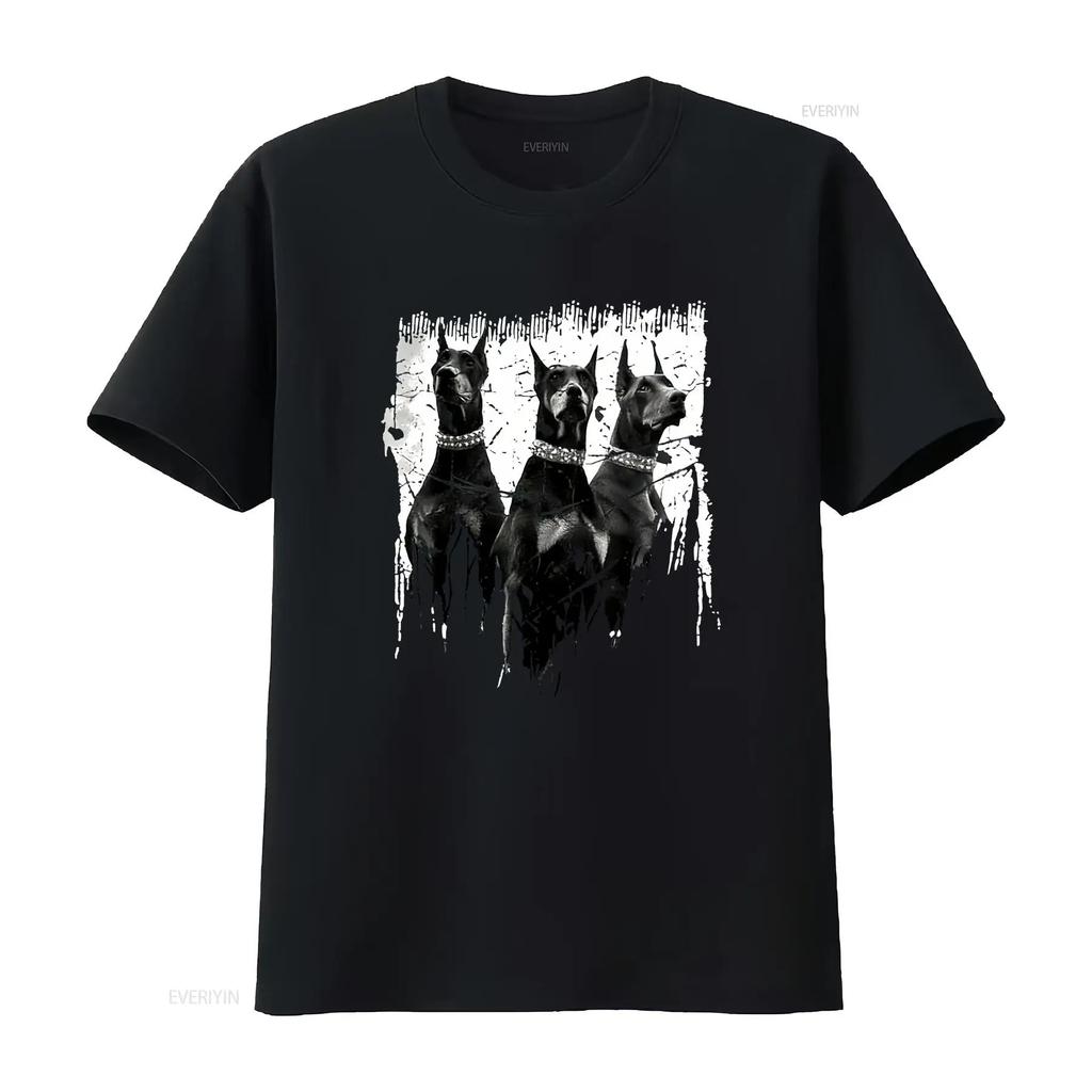 Doberunisex Pinscher Black And White Dog Lovers T Shirt Sweat 14169 Vintage Fashion Homme Streetwear Top For Everyday Wear